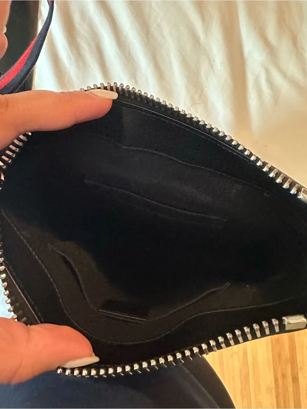 Gucci Black Monogram Messenger with Red-Trim Web Strap